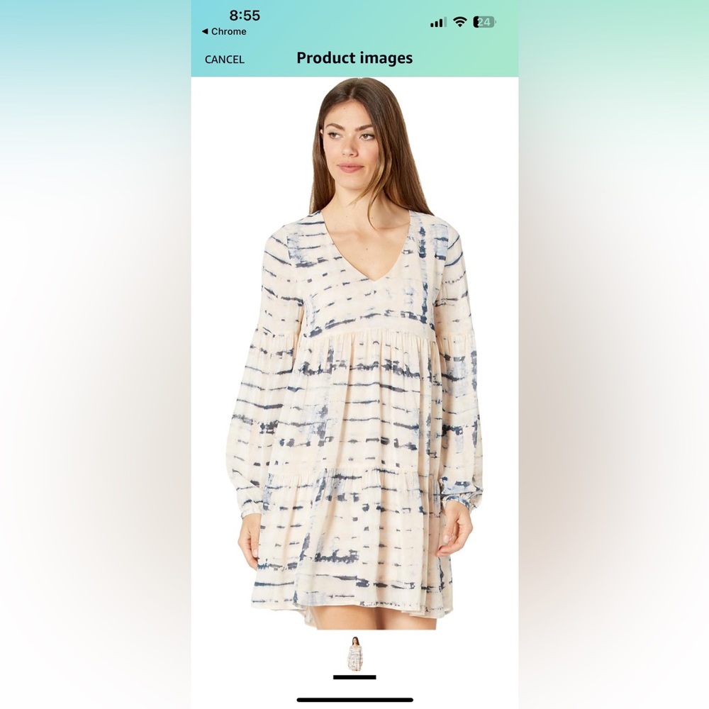 Sanctuary Imagine Dress - Size 8 - Taupe/light pink/blue